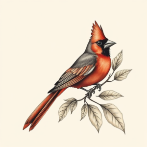 Botanical Cardinal Tattoo
