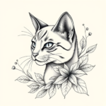 Botanical Cat Tattoo