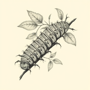 Botanical Caterpillar Tattoo