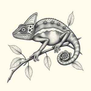 Botanical Chameleon Tattoo