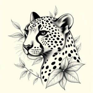 Botanical Cheetah Tattoo