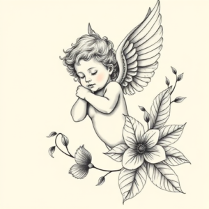 Botanical Cherub Tattoo