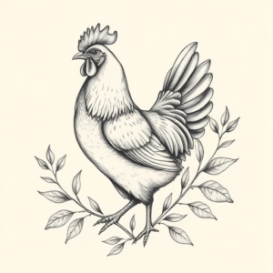 Botanical Chicken Tattoo