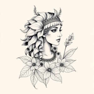 Botanical Cleopatra Tattoo