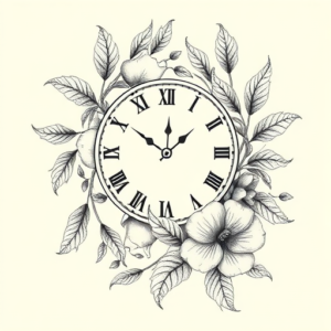 Botanical Clock Tattoo