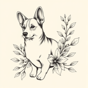 Botanical Corgi Tattoo
