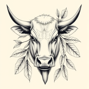 Botanical Cow Tattoo