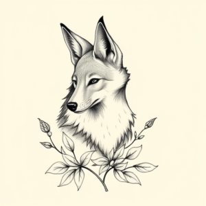 Botanical Coyote Tattoo