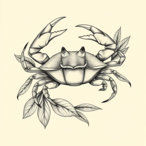 Botanical Crab Tattoo