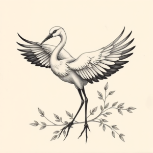 Botanical Crane Tattoo
