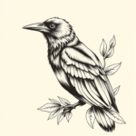 Botanical Crow Tattoo