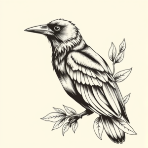 Botanical Crow Tattoo