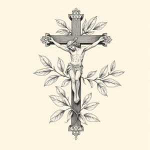 Botanical Crucifix Tattoo