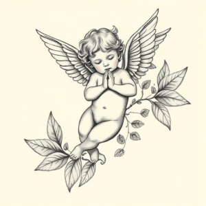 Botanical Cupid Tattoo