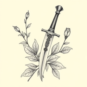 Botanical Dagger Tattoo