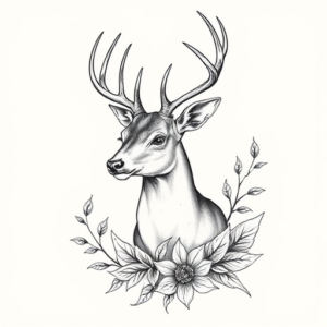Botanical Deer Tattoo