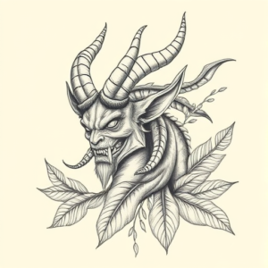 Botanical Demon Tattoo