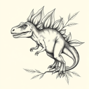 Botanical Dinosaur Tattoo