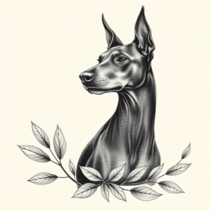 Botanical Doberman Tattoo