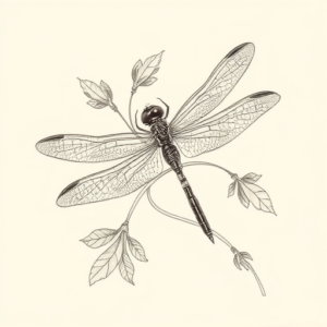 Botanical Dragonfly Tattoo