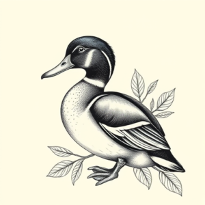 Botanical Duck Tattoo