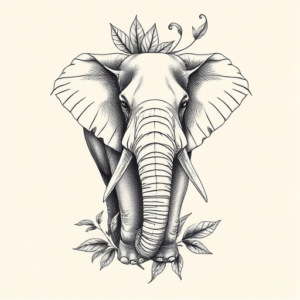 Botanical Elephant Tattoo