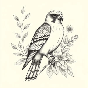 Botanical Falcon Tattoo