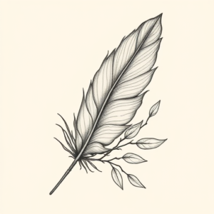 Botanical Feather Tattoo