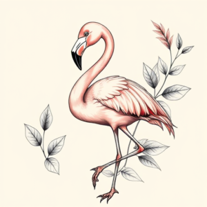 Botanical Flamingo Tattoo