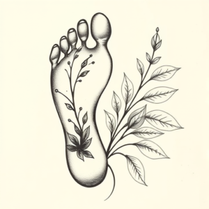 Botanical Footprint Tattoo