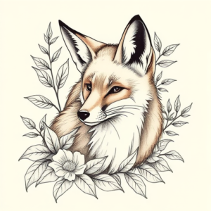 Botanical Fox Tattoo