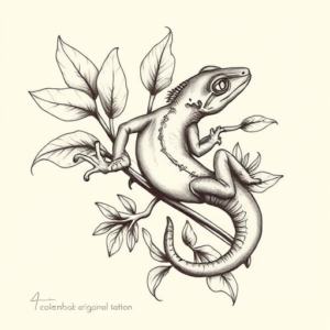 Botanical Gecko Tattoo