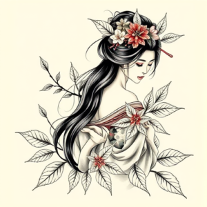 Botanical Geisha Tattoo