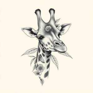 Botanical Giraffe Tattoo