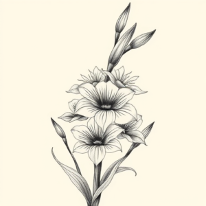 Botanical Gladiolus Tattoo