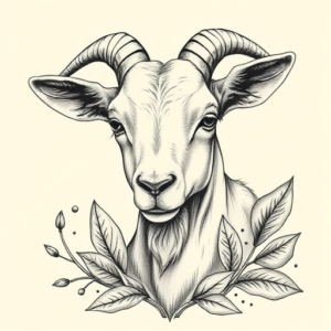 Botanical Goat Tattoo