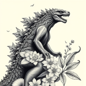Botanical Godzilla Tattoo