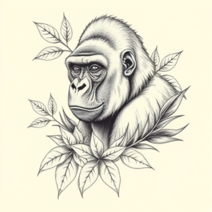Botanical Gorilla Tattoo