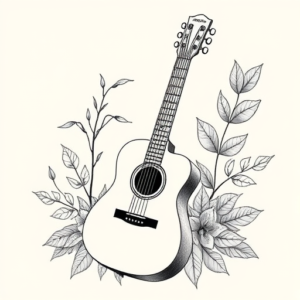 Botanical Guitar Tattoo