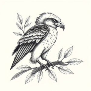 Botanical Hawk Tattoo