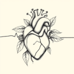 Botanical Heartbeat Tattoo