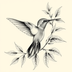 Botanical Hummingbird Tattoo