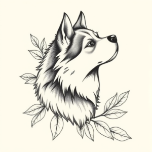 Botanical Husky Tattoo