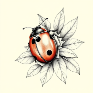 Botanical Ladybug Tattoo