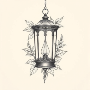 Botanical Lantern Tattoo
