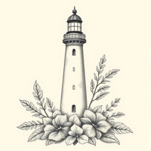 Botanical Lighthouse Tattoo