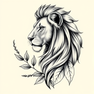 Botanical Lioness Tattoo