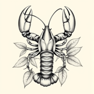 Botanical Lobster Tattoo