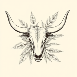 Botanical Longhorn Tattoo