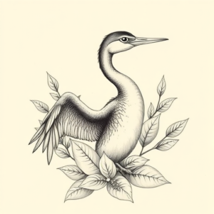 Botanical Loon Tattoo